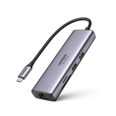 UGREEN Docking Station 7in1 USB-C to 1*HDMI 4K@60Hz + 2*USB3.0 + 1*LAN + 1*SD + 1*TF + PD 100W | CM512, Gray