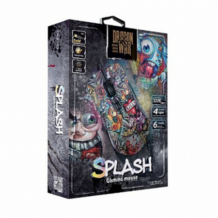 Gaming Mouse Qumo Splash, Optical,1200-3200 dpi, 6 buttons, Soft Touch, 7 color backlight, USB 