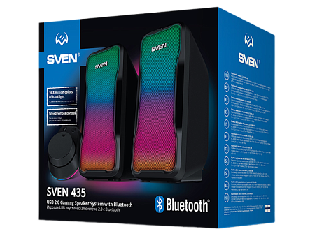 Speakers SVEN "435" Black, 10w, USB power / DC 5V, RGB Light