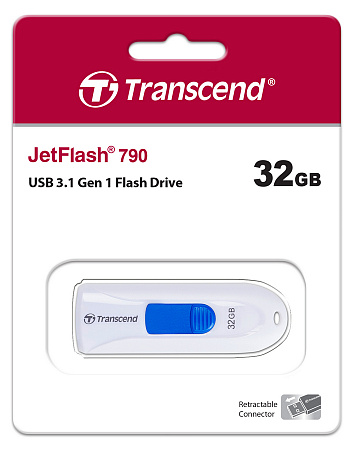 USB Flash накопитель Transcend JetFlash 790, 32Гб, Белый