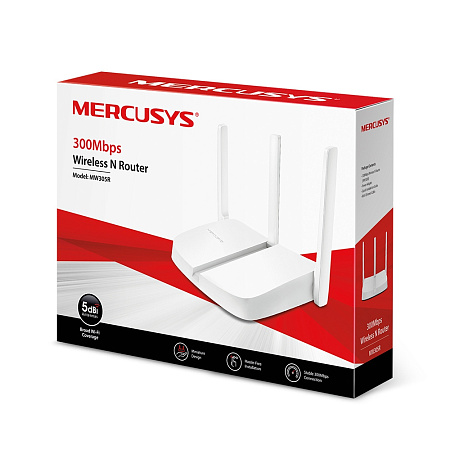 Wi-Fi N MERCUSYS Router, "MW305R RF", 300Mbps, 3x5dBi Antennas, 3xLAN Ports (Поврежденная упаковка)