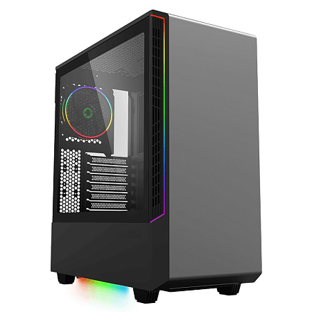 Case ATX GAMEMAX Panda, w/o PSU, 0.8/0.6mm, 1x120mm ARGB fan, 3xARGB LED strip, PWM/Rainbow HUB, Tem