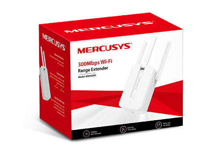 "Wireless Range Extender  MERCUSYS ""MW300RE"", 300Mbps Range Extender mode boosts wireless signal to previously unreachable or hard-to-wire areas fla,Роутеры, Модемы, свичь, usb на lan