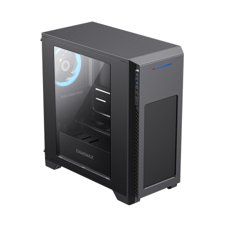 Case mATX GAMEMAX M63, w/o PSU, 0.6mm, 1x120mm Blue LED, Front Mesh, Transparent Panel, 2xUSB3.0, 2x