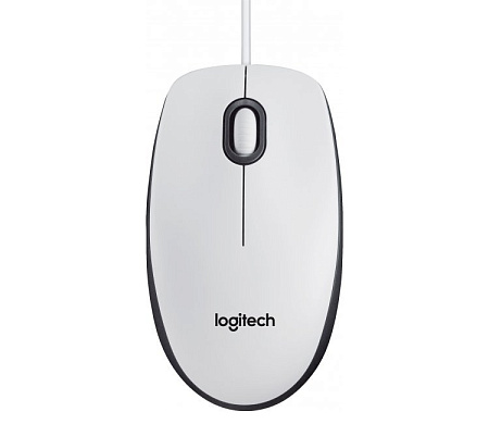 Mouse Logitech M100, 1000 dpi, 3 buttons, Ambidextrous, 90g, 1,8m, USB, White