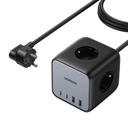 UGREEN Power Strip DigiNest Cube 65W - 3 x Soket, 2xUSB-A, 2xUSB-C, GaN, 3680W CD268, 1.8m, Black UGREEN Power Strip DigiNest Cube 65W - 3 x Soket, 2xUSB-A, 2xUSB-C, GaN, 3680W CD268, 1.8m, Black