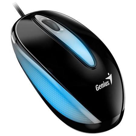 Mouse Genius DX-Mini, 1000 dpi, 3 buttons, Ambidextrous, 65g, 1.5m, Backlight, Black, USB