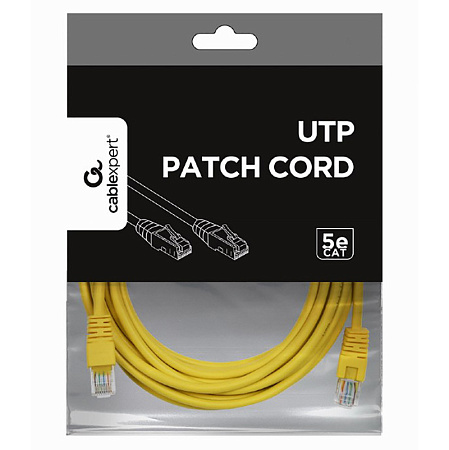 5m, Patch Cord Yellow, PP12-5M/Y, Cat.5E, Cablexpert, molded strain relief 50u" plugs 5m, Patch Cord Yellow, PP12-5M/Y, Cat.5E, Cablexpert, molded strain relief 50u" plugs