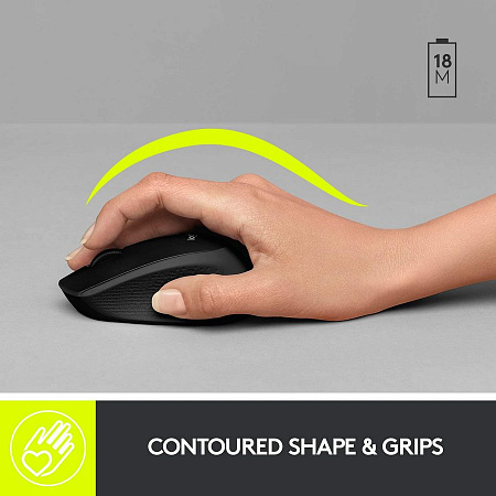 Wireless Mouse Logitech M330 Silent Plus, 1000 dpi, 3 buttons, Ergonomic, 78g., 1xAA, 2,4Ghz, Black Wireless Mouse Logitech M330 Silent Plus, 1000 dpi, 3 buttons, Ergonomic, 78g., 1xAA, 2,4Ghz, Black