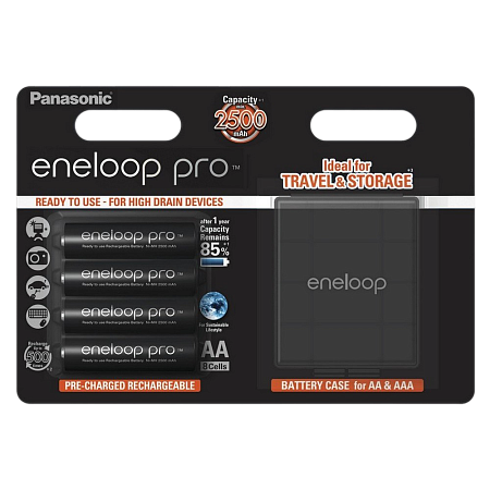  AA  Eneloop PRO 2500mAh, Blister*4, Panasonic with Batterybox, BK-3HCDEC4BE