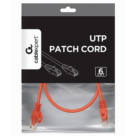 Patch Cord Cat.6U  0.5m, Red, PP6U-0.5M/R, Cablexpert, Stranded Unshielded