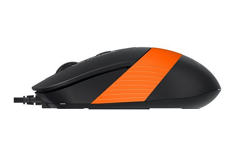 Mouse A4Tech FM10, 800-1600 dpi, 4 buttons, 108g, Ambidextrous, 4-Way Wheel, 1.5m, USB, Black/Orange