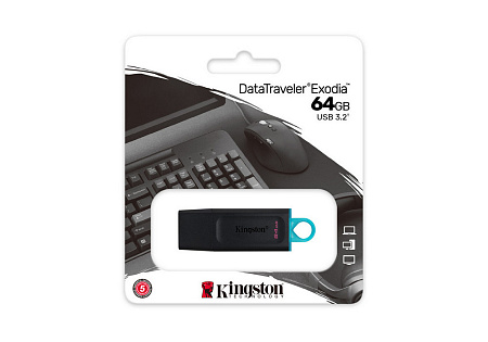 USB Flash накопитель Kingston DataTraveler Exodia, 64Гб, Черный/Синий