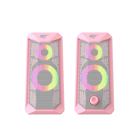 Gaming Speakers Havit SK202, 2x2.5" drivers, 2x3W RMS, 4Ohm, 3.5mm+USB, RGB, Pink 