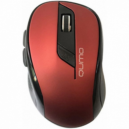 Wireless Mouse Qumo M62, Optical, 800-1600 dpi, 6 buttons, Ergonomic, 2xAAA, Red