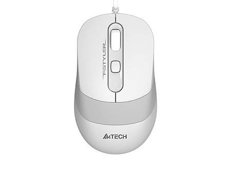 Mouse A4Tech FM10, 800-1600 dpi, 4 buttons, 108g, Ambidextrous, 4-Way Wheel, 1.5m, USB, White/Grey
