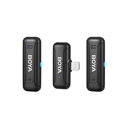 Boya Wireless Microphone 2.4GHz Dual-Channel with Charging Case (BY-WM3T-D2), Lightning Jack, Black