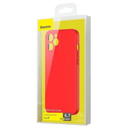 Baseus Case Liquid Silicone Gel Protective iPhone 12 Pro, Red