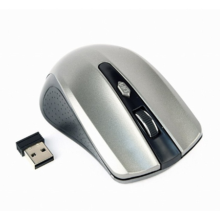 Wireless Mouse Gembird MUSW-4B-04-BG Optical 800-1600 dpi 4 buttons, Ambidextrous, 2xAAA, Black/Grey