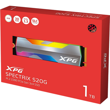 .M.2 NVMe SSD 1.0TB ADATA   XPG  Spectrix S20 RGB      [PCIe 3.0x4, R/W:2500/1800MB/s, 160/190K IOPS