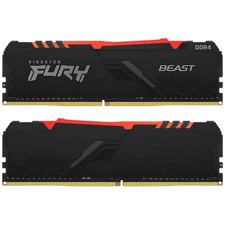 16GB DDR4-3200MHz  Kingston FURY Beast RGB (Kit of 2x8GB) (KF432C16BBAK2/16), CL16-18-18, 1.35V, BLK