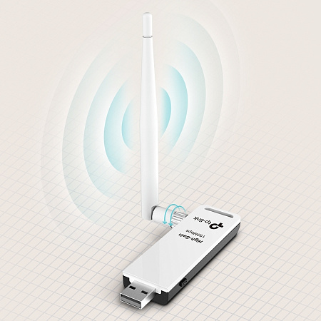 USB2.0 Wi-Fi N LAN Adapter TP-LINK "TL-WN722N", 150Mbps, Detachable Antenna