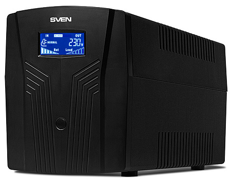 UPS SVEN Pro 1500, 1500VA/900W, Line Interactive, AVR, LCD, USB, RJ-45, 3xShuko Sockets