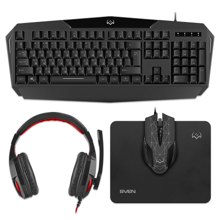 Gaming Keyboard & Mouse & Mouse Pad & Headset SVEN GS-4300, Black, USB/3.5mm