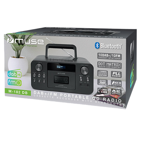 MUSE  M-182 DB, Cassette Recorder, Tuner FM, Bluetooth, CD, LCD, Black