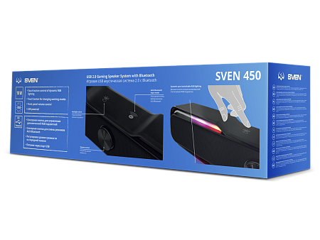 Speakers SVEN "450" Black, 10w, USB power / DC 5V, RGB Light
