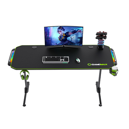 Gaming Desk Gamemax D140-Carbon RGB, 140x60x75cm, Headsets hook, Cup holder, Cable managment, RGB Le Gaming Desk Gamemax D140-Carbon RGB, 140x60x75cm, Headsets hook, Cup holder, Cable managment, RGB Le