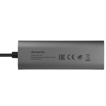 Docking Station Chieftec DSC-502, 5-in-1, 2xUSB-C, 2xUSB3.2, HDMI, PD 80W, Aluminum, Titanium grey