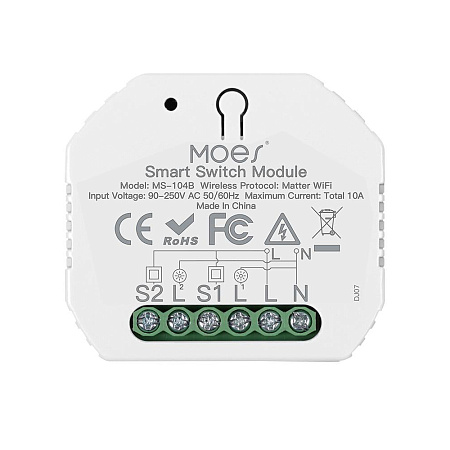 Moes Matter over Wi-Fi Mini Smart Switch Module 2 Gang 10A (Neutral Wire)