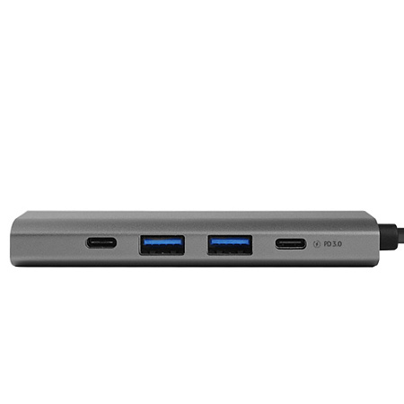 Docking Station Chieftec DSC-502, 5-in-1, 2xUSB-C, 2xUSB3.2, HDMI, PD 80W, Aluminum, Titanium grey