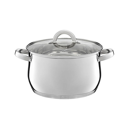 Ambition, Pot With Glass Lid, Berry, 24 Cm, 8.5 L Stainless Steel, Tempered Glass