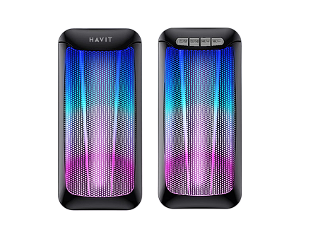 Gaming Speakers Havit SK755BT, 2x2" drivers, 2x5W RMS, 4Ohm, 3.5mm/BT, RGB, Black 