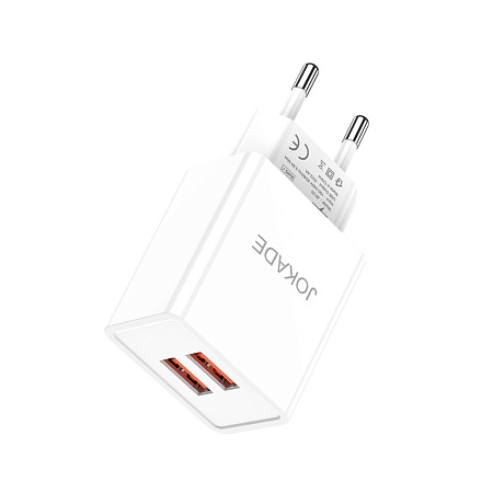 Jokade Wall Charger 2*USB-A 5A,20W JB120, White