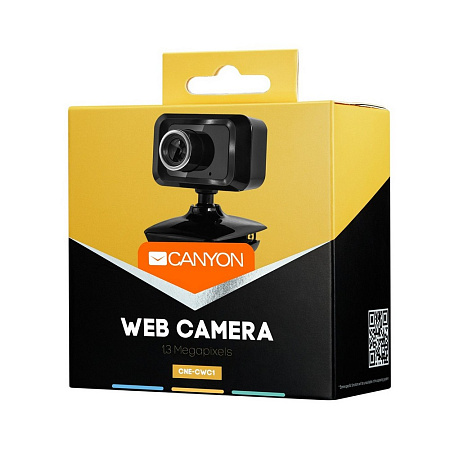 PC Camera Canyon C1, 480p/1200p (by software), Sensor 0.3 MP, FoV 40°, Microphone, Black/Silver
