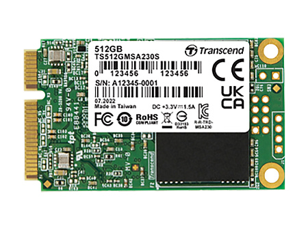 .mSATA SSD  512GB Transcend  "TS512GMSA230S" [R/W:550/400MB/s, 55/70K IOPS, SM2258H, 3D TLC]