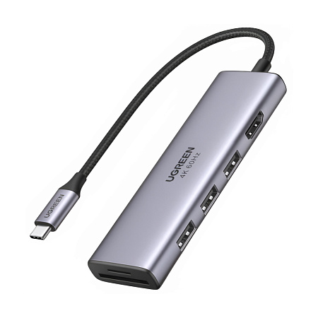 UGREEN Docking Station 6in1 USB-C to 1*HDMI 4K@60Hz + 3*USB-A3.0 + 1*SD + 1*TF | CM511, Gray