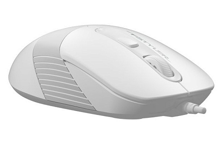 Mouse A4Tech FM10, 800-1600 dpi, 4 buttons, 108g, Ambidextrous, 4-Way Wheel, 1.5m, USB, White/Grey