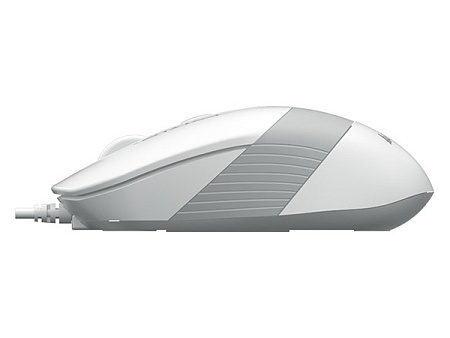 Mouse A4Tech FM10, 800-1600 dpi, 4 buttons, 108g, Ambidextrous, 4-Way Wheel, 1.5m, USB, White/Grey
