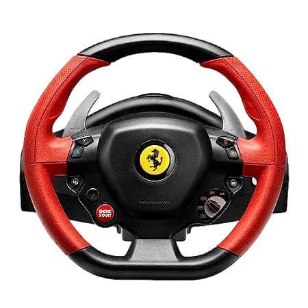 Wheel Thrustmaster Ferrari 458 Spider, 240 degree, Two 100%-metal paddle shifters. 2-pedal pedal set