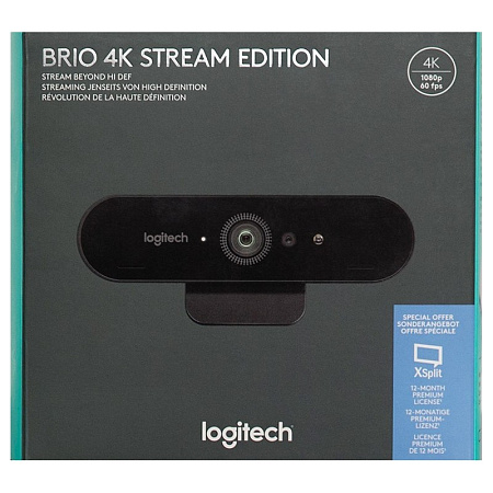 Camera Logitech Brio 4K Stream, FoV: 90°, 13MP, Zoom: 5x, Autofocus, Stereo mic, Shutter, HDR, 2.2m