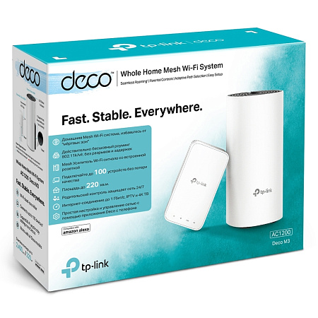 Whole-Home Mesh Dual Band Wi-Fi AC System TP-LINK, "Deco M3(2-pack)", 1200Mbps, MU-MIMO, Gbit Ports