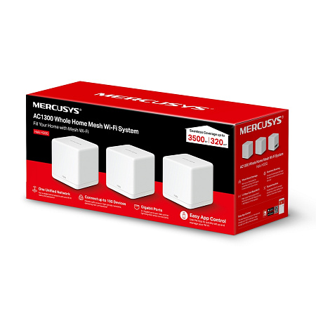 Whole-Home Mesh Dual Band Wi-Fi AC System MERCUSYS, "Halo H30G(3-pack)", 1300Mbps,MU-MIMO,Gbit Ports