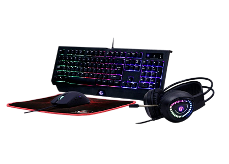 Gaming Keyboard & Mouse & Mouse Pad & Headset Gembird "Phantom" GGS-UMGL4-01-RU, RGB, USB/3.5 Gaming Keyboard & Mouse & Mouse Pad & Headset Gembird "Phantom" GGS-UMGL4-01-RU, RGB, USB/3.5