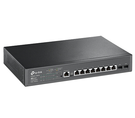 .8-port Gigabit  Managed PoE+ Switch, TP-LINK "T2500G-10MPS", 2x1Gbps SFP, 116W Budget, steel case