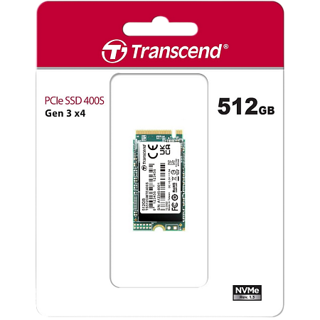 .M.2 NVMe SSD   512GB Transcend 400S [42mm, PCIe 3.0 x4, R/W:2000/900MB/s, 53/235K IOPS, 200TBW]