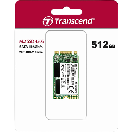 .M.2 SATA SSD  512GB Transcend  "TS512GMTS430S" [42mm, R/W:560/500MB/s, 80K/88K IOPS, SM2258, 3DTLC]